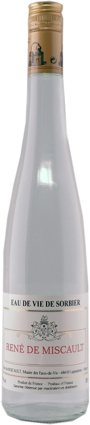Flasche Eau de Vie de Sorbier René de Miscault, Produkt aus Frankreich