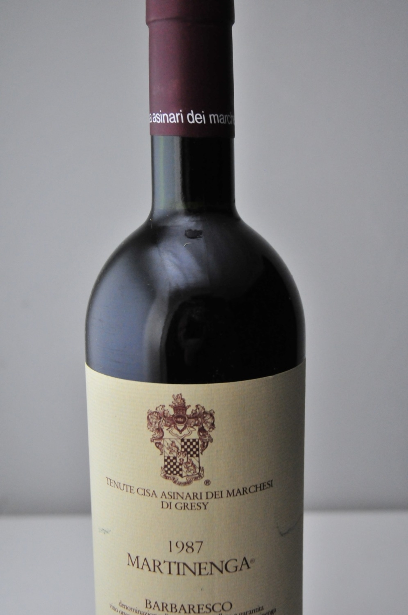 Wein, Flasche, Etikett, Text, Jahrgang, Martinenga, Barbaresco, 1987, Tenute Cisa Asinari