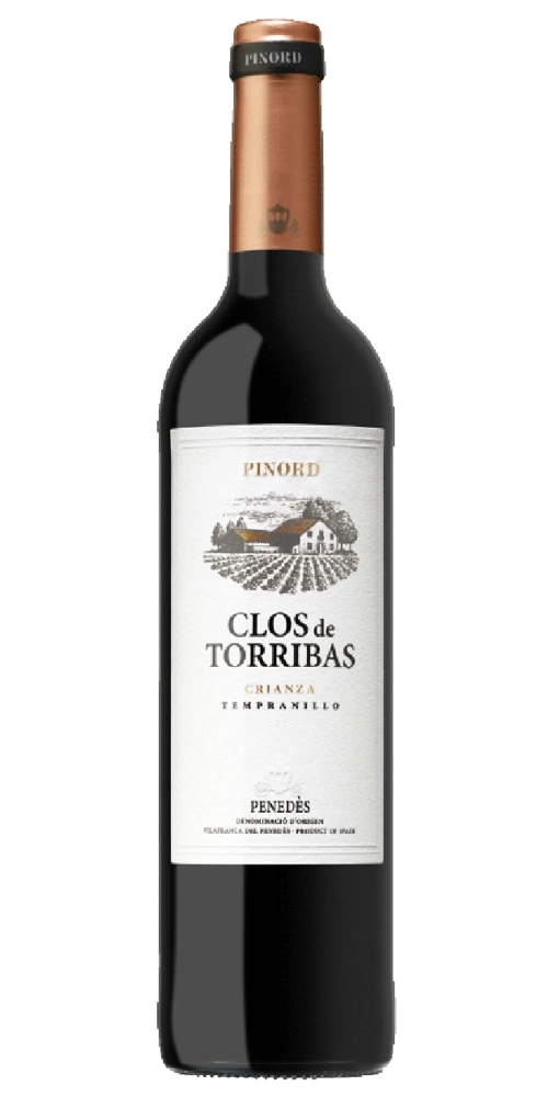Rotweinflasche mit Etikett und der Aufschrift Clos de Torribas.