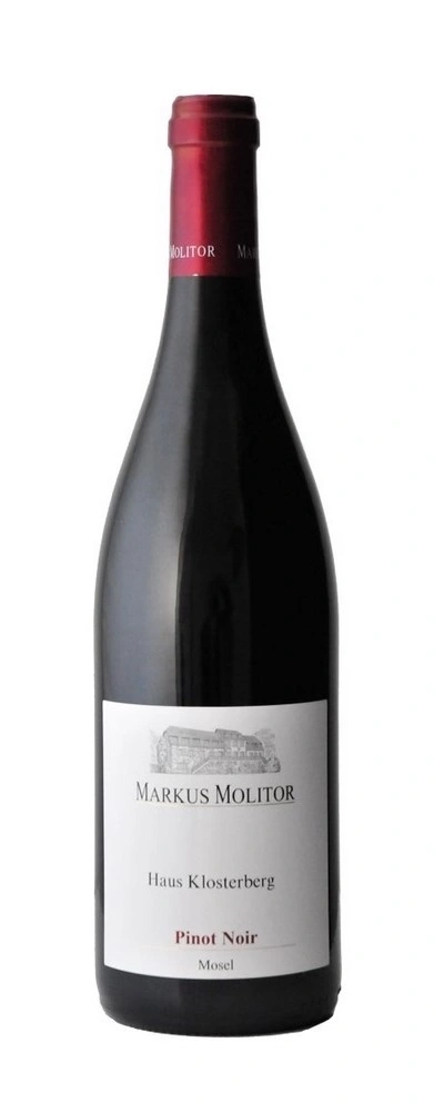 Eine Flasche Markus Molitor Haus Klosterberg Pinot Noir Wein aus Mosel.