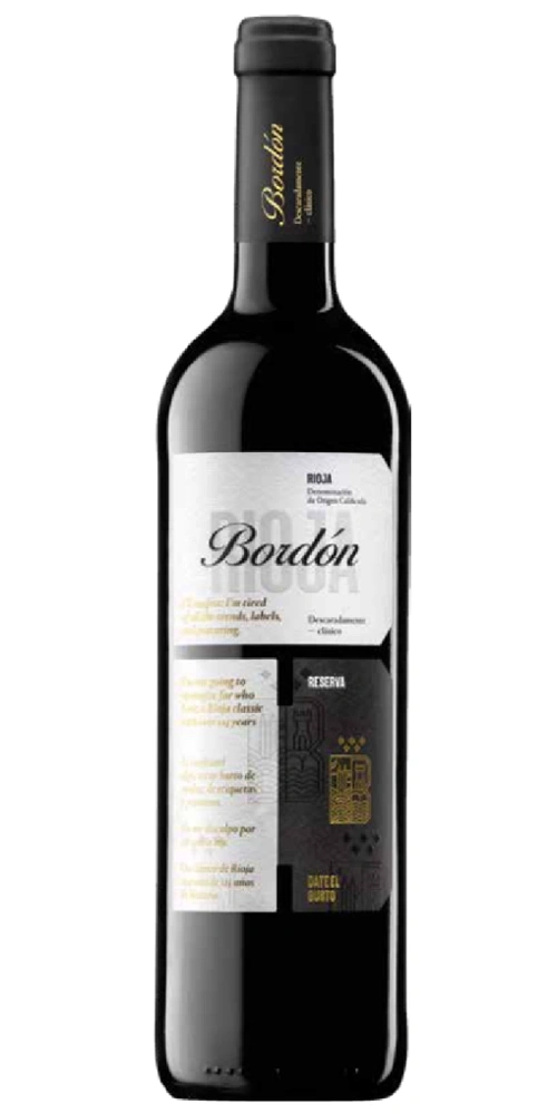 Eine Flasche Rotwein von Bordón, ein Rioja Reserva