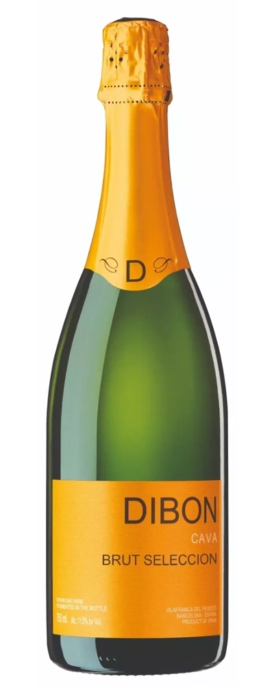 Flasche Dibon Cava Brut Seleccion mit orangefarbenem Etikett