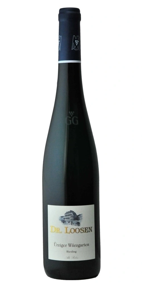 Eine Flasche Dr. Loosen Ürziger Würzgarten Riesling Wein.