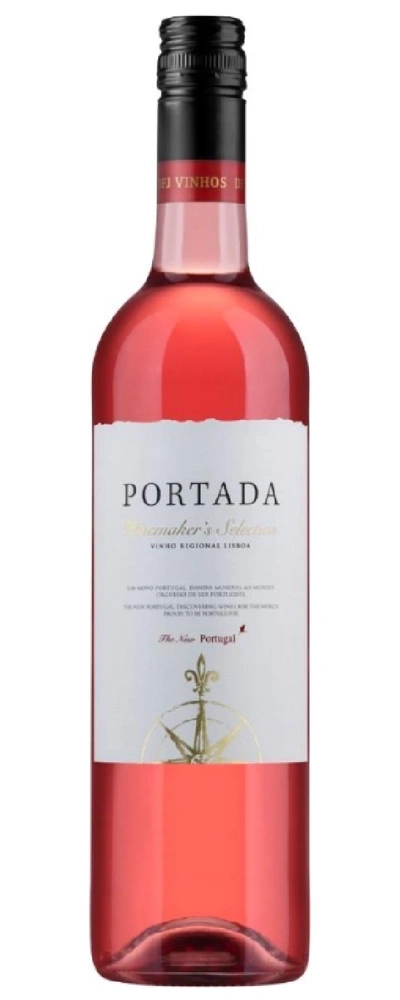 Eine Flasche Portada Rosé Wein mit Etikett und Verschluss
