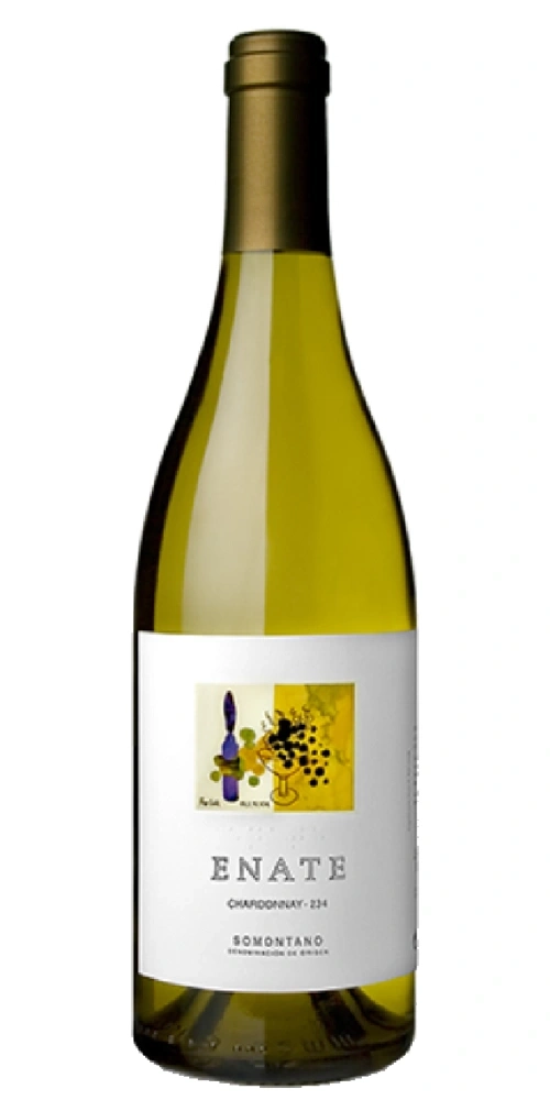 Eine Flasche des Weißweins ENATE Chardonnay-234 aus Somontano, Spanien.