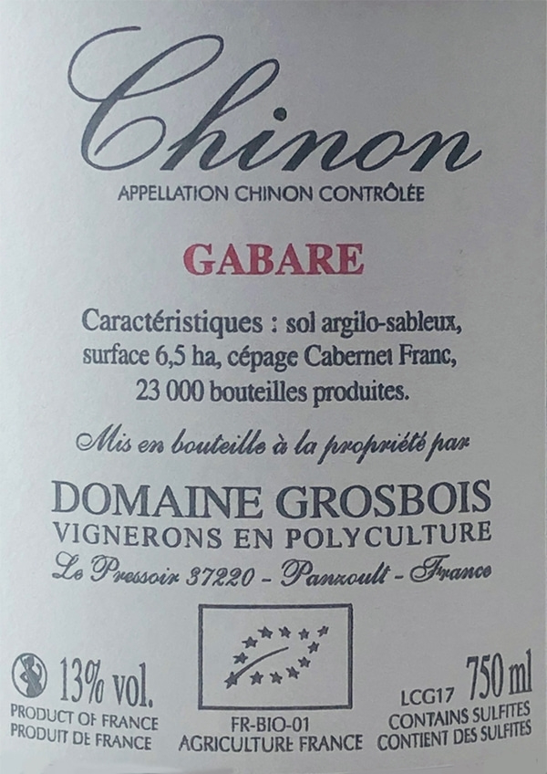 Gabare Cabernet Franc 2017 Grosbois