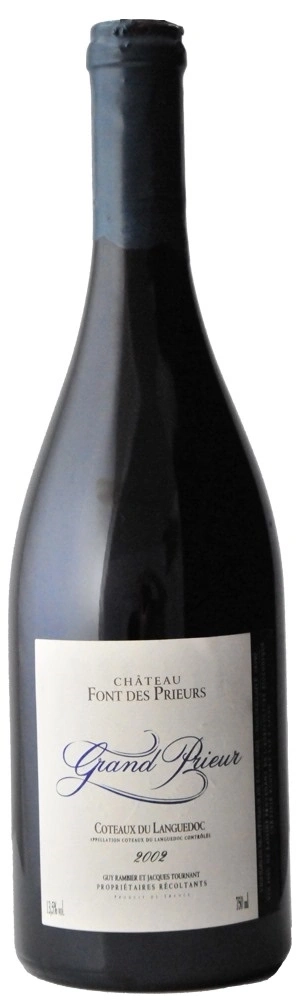 Wein Chateau Font des Prieurs Grand Prieur 2002, Flasche, Etikett, Weinbaugebiet Languedoc
