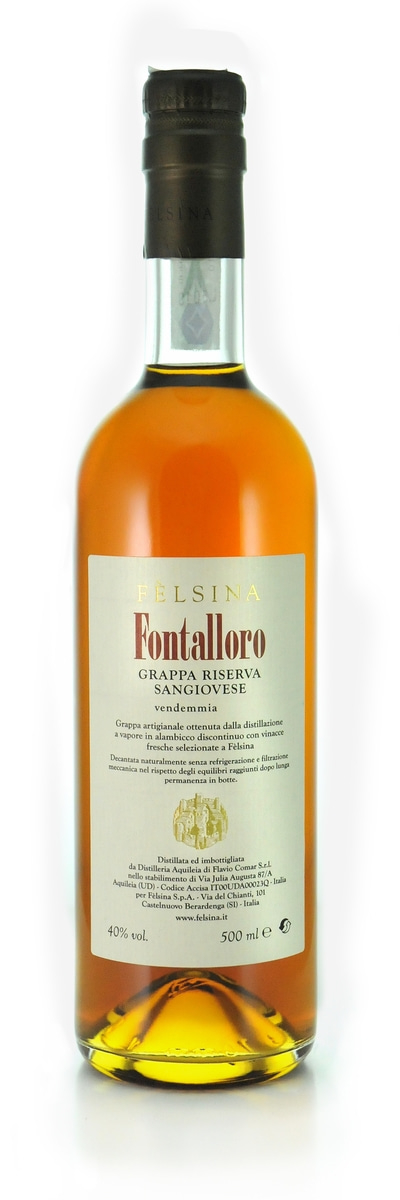 Flasche Grappa Riserva Sangiovese Fontalloro von Felsina, 40% vol., 500 ml