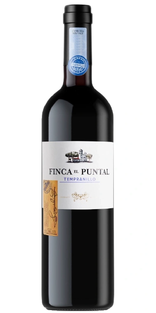Weinflasche mit Etikett Finca El Puntal Tempranillo, spanischer Rotwein