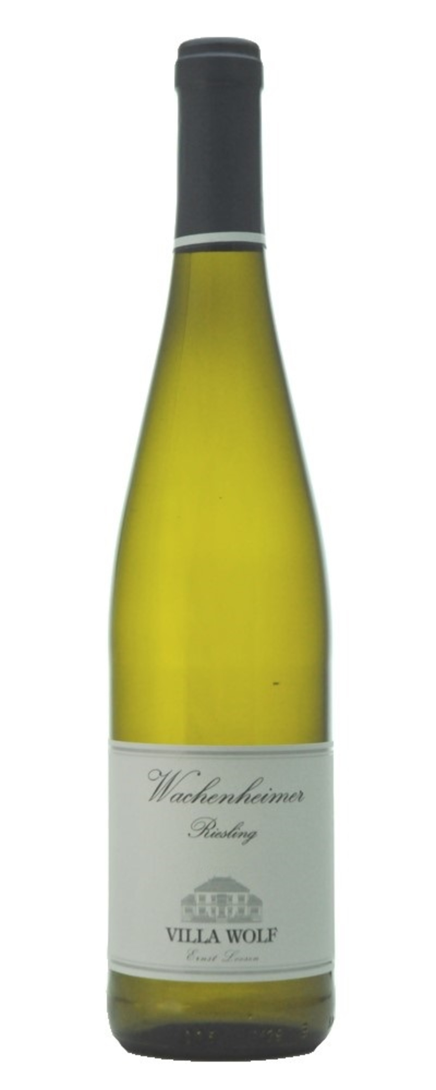 Weinflasche mit Etikett 'Wachenheimer Riesling Villa Wolf'