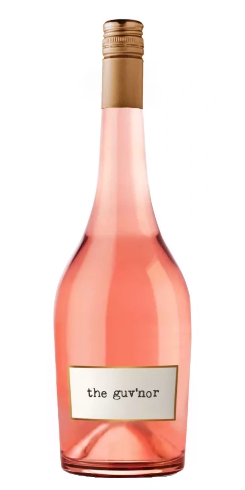 Eine Flasche Roséwein mit dem Etikett "the guv'nor".