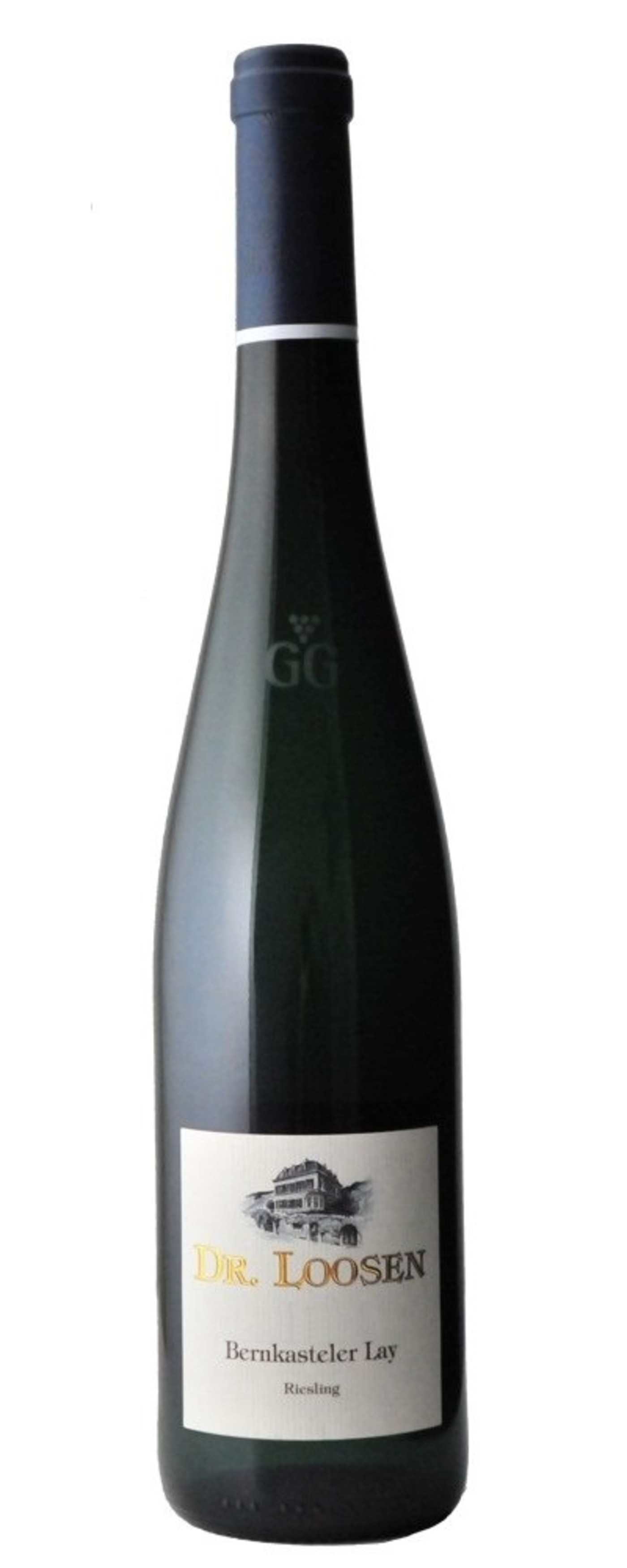 Weinflasche von Dr. Loosen, Bernkasteler Lay Riesling, dunkelgrün, Etikett