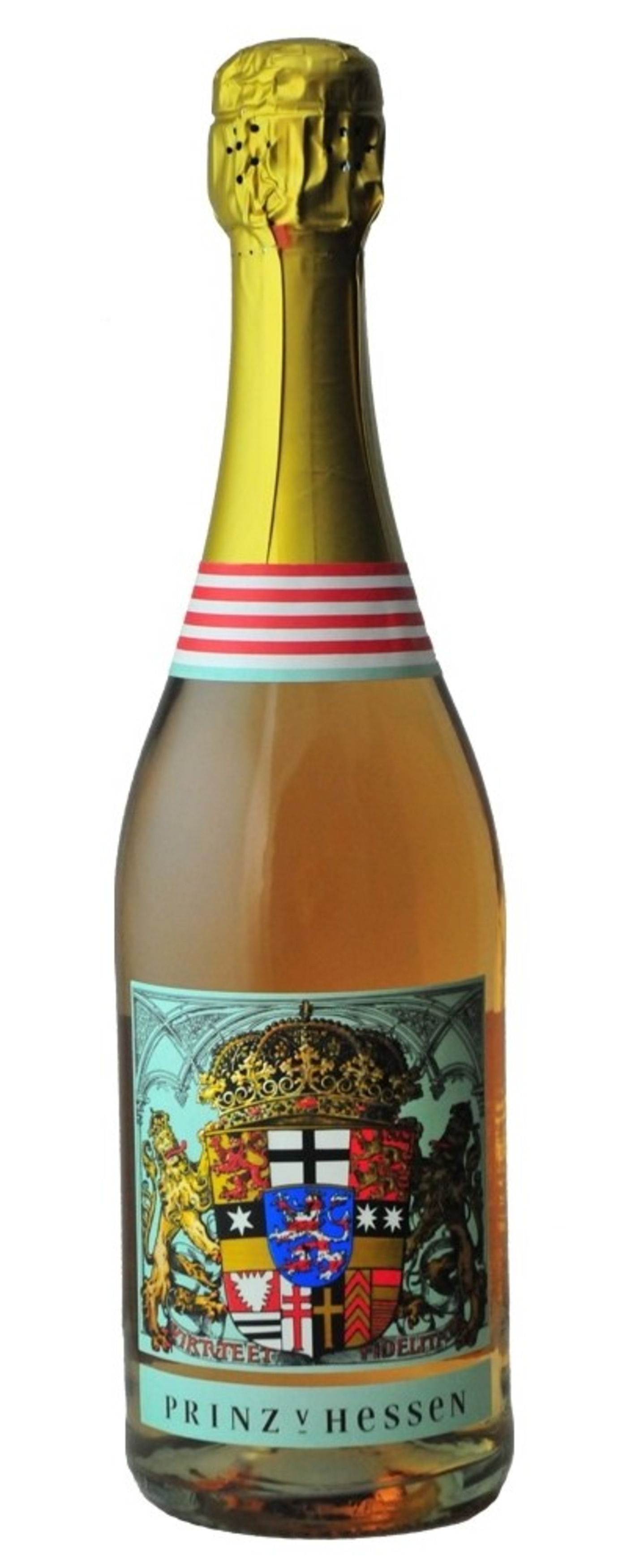 Flasche Prinz v. Hessen mit Wappen und goldener Kapsel, Champagner