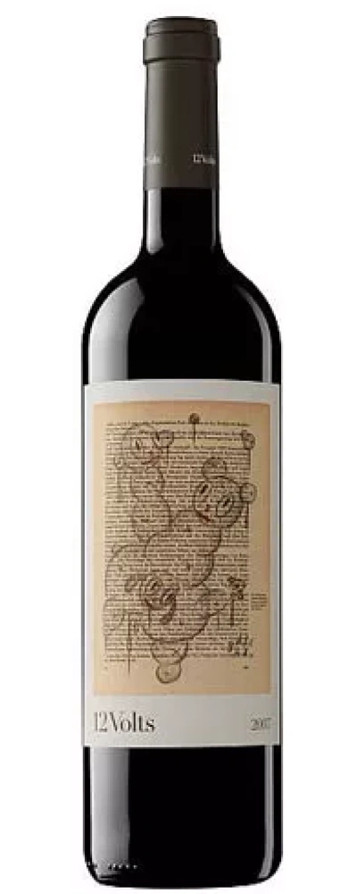 Wein-Flasche mit Etikett, 12 Volts, Jahrgang 2007, Illustration, dunkler Hintergrund