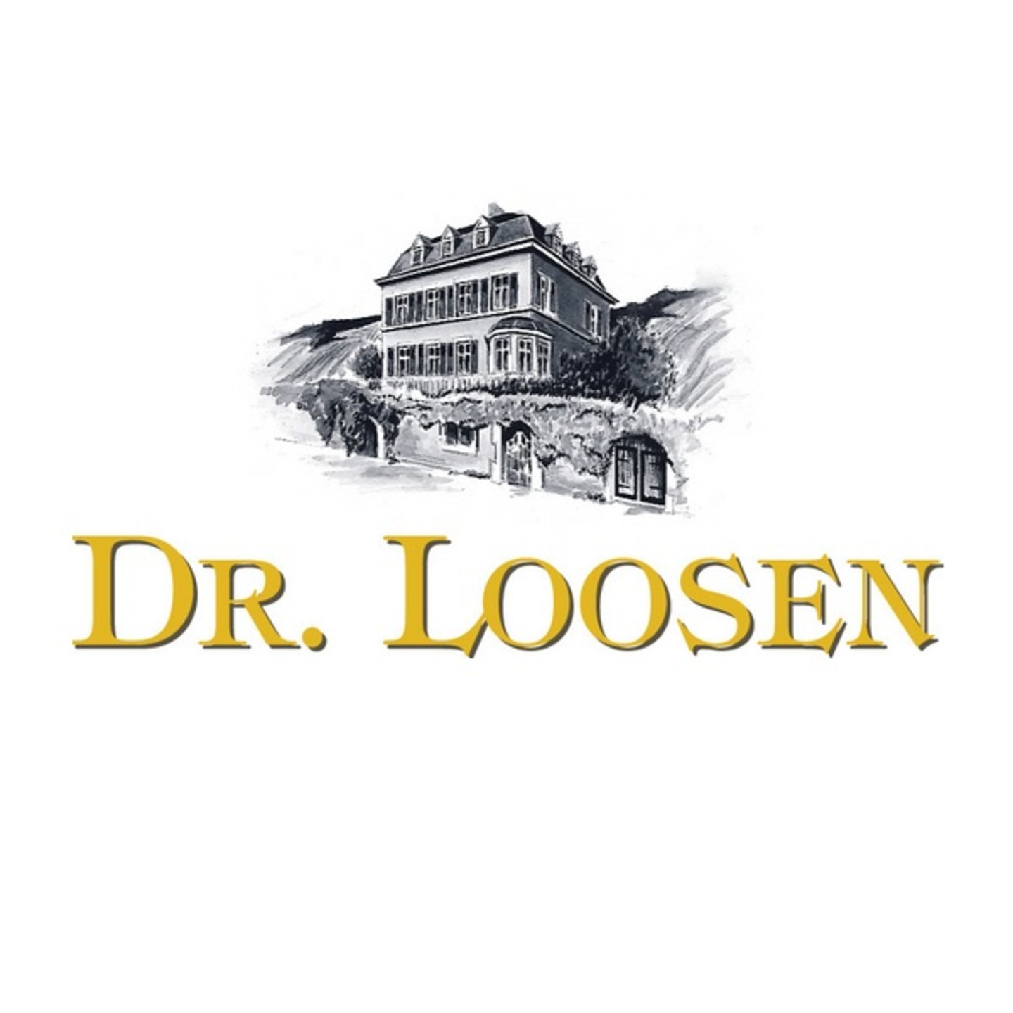 Logo von Dr. Loosen mit einem Haus und Schriftzug in Gold