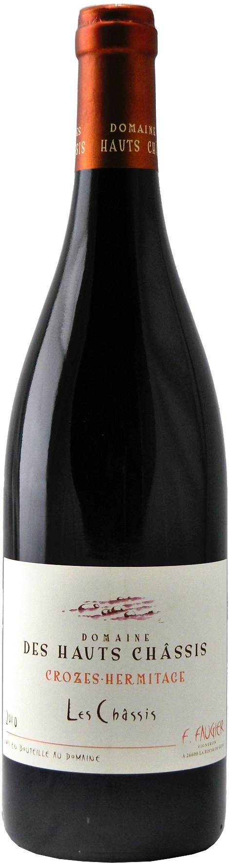Wein-Etikett mit der Aufschrift 'DOMAINE DES HAUTS CHASSIS CROZES-HERMITAGE Les Châssis'