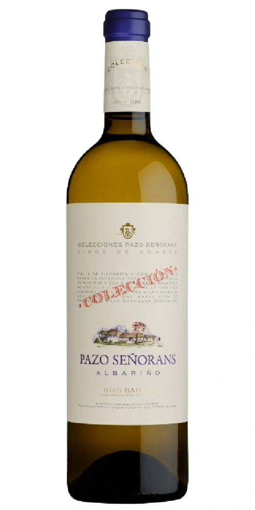 Weinflasche mit Etikett Pazo Senorans Albarino Rias Baixas Wein