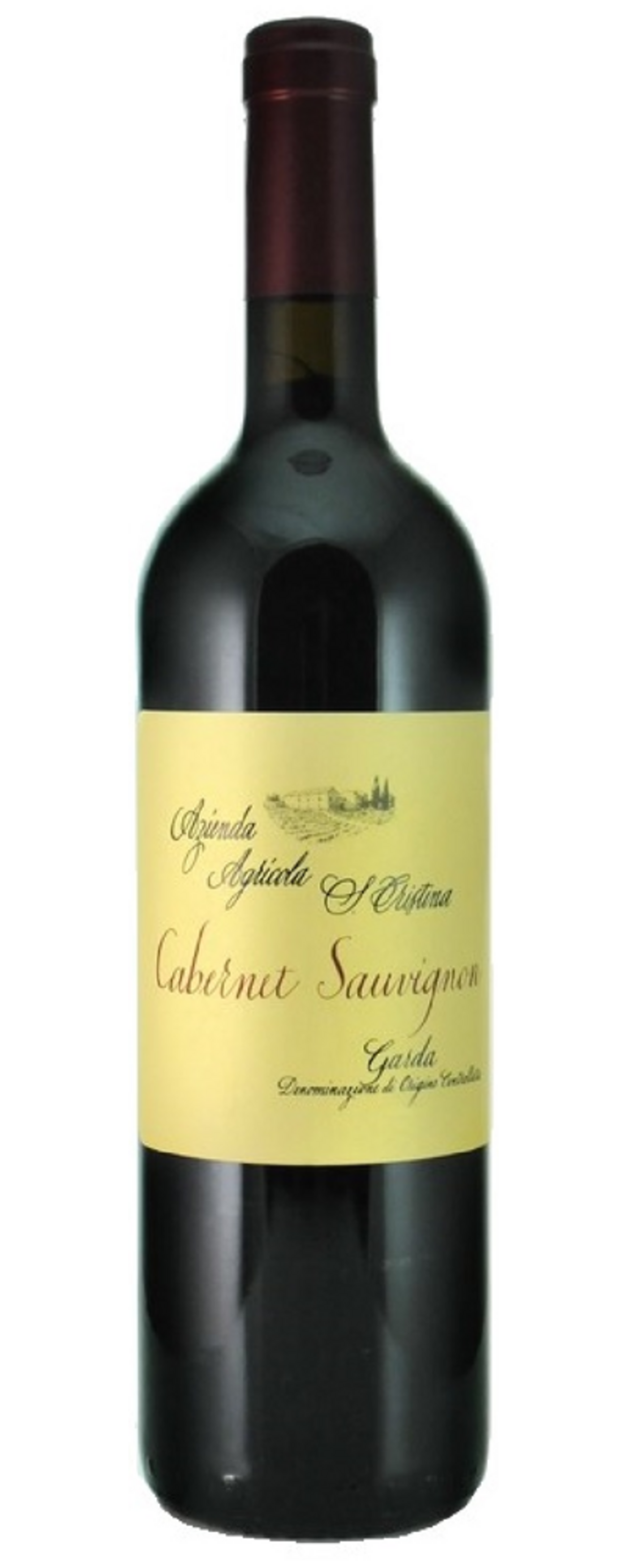 Wein Flasche mit gelbem Etikett, Cabernet Sauvignon, Garda