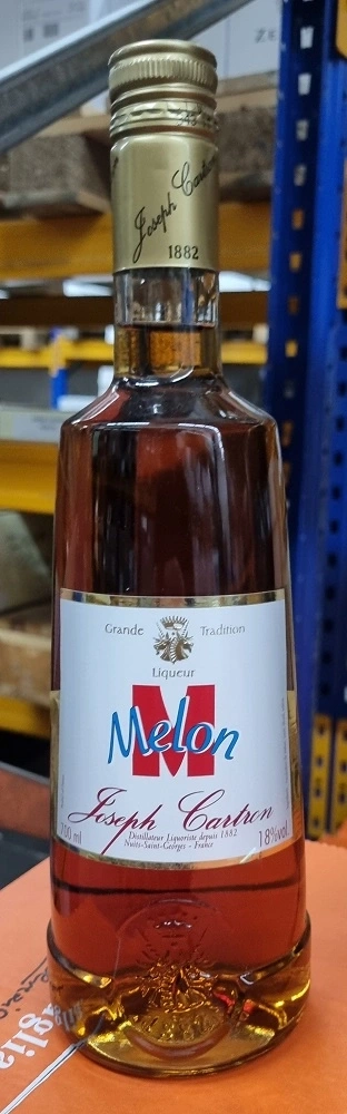 Flasche Melon-Likör, Joseph Cartron, 18% Vol., Grande Tradition, 1882, Nuits-Saint-Georges, Frankreich