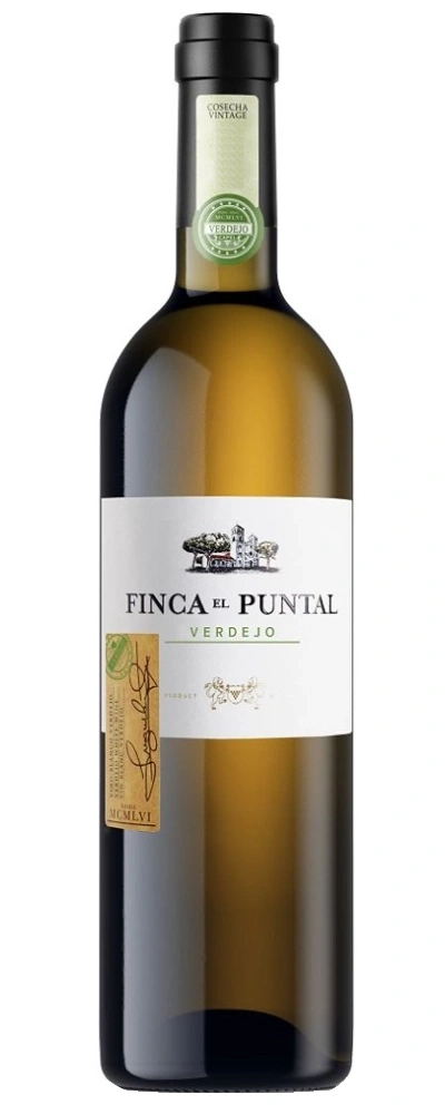 Flasche Weißwein mit Etikett 'Finca El Puntal Verdejo'
