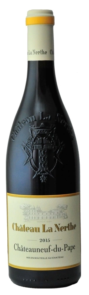 Wein-Flasche von Château La Nerthe, Châteauneuf-du-Pape, Jahrgang 2015, rot