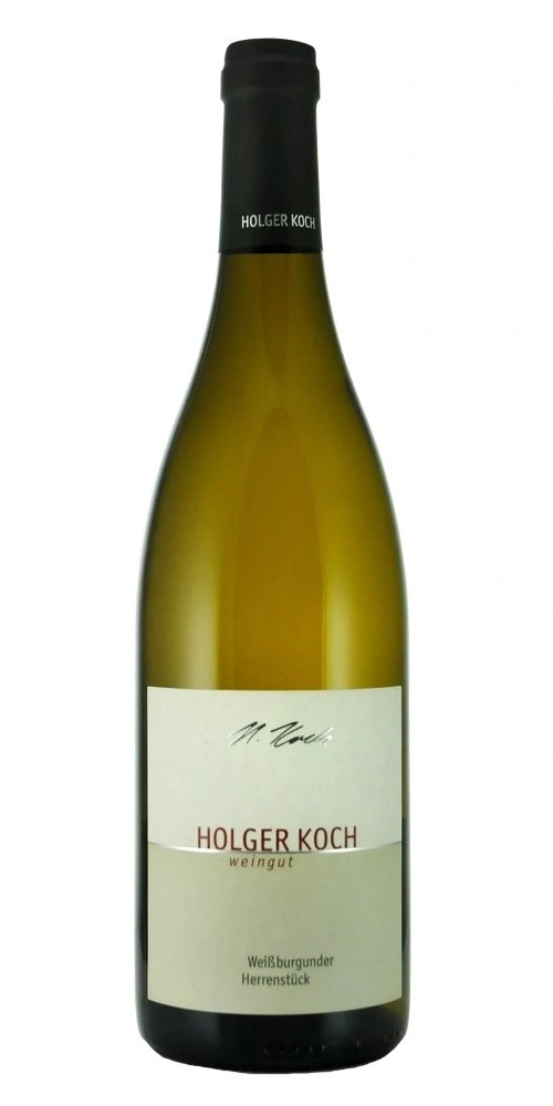 Eine Flasche Weißburgunder von Holger Koch Wein.
