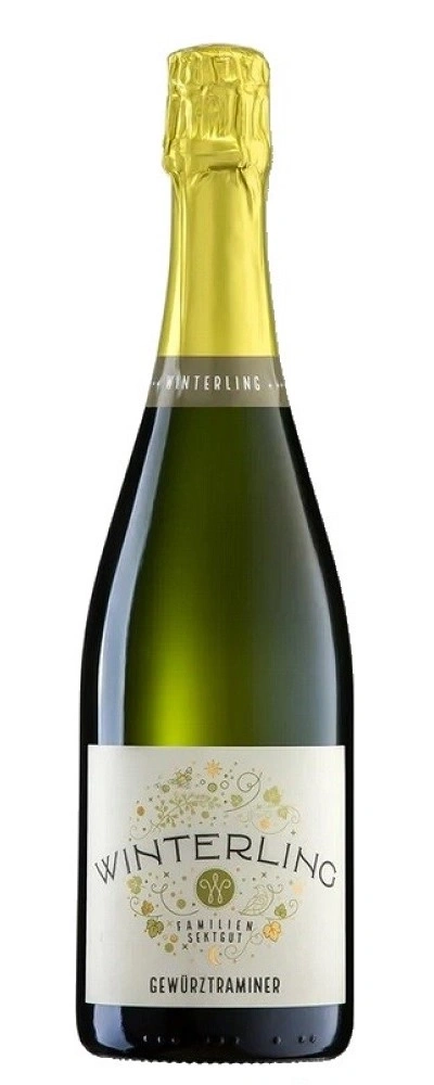 Wein Winterling Gewürztraminer Sektgut Flasche goldener Verschluss