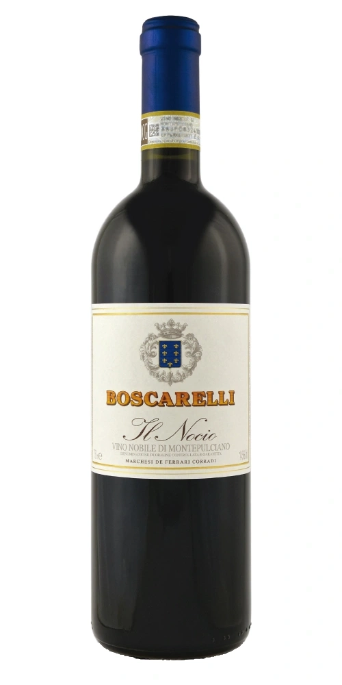 Eine Flasche Rotwein von Boscarelli, Il Nocio, Vino Nobile di Montepulciano