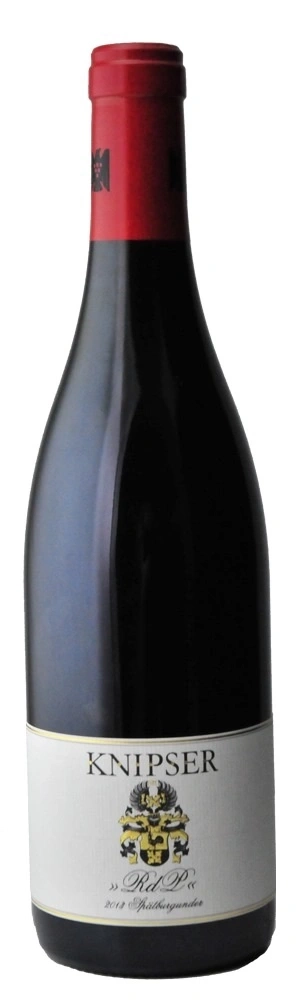 Wein-Flasche mit roter Kappe und weißem Etikett, KNIPSER, Rotwein