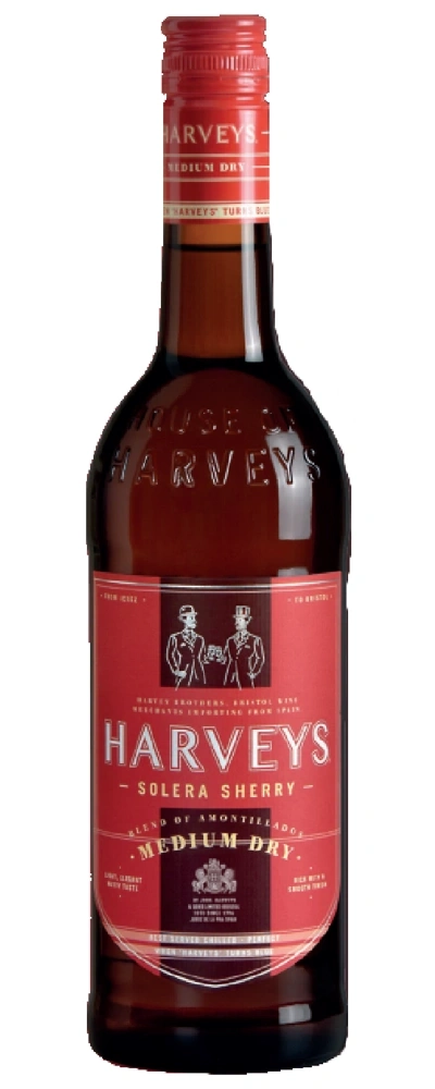 Eine Flasche Harveys Solera Sherry Medium Dry Wein