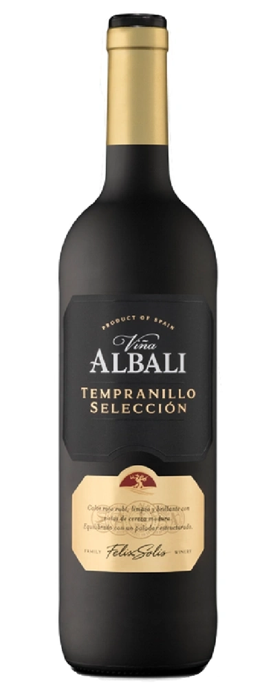 Eine Flasche Rotwein von Viña Albali, Tempranillo Selección