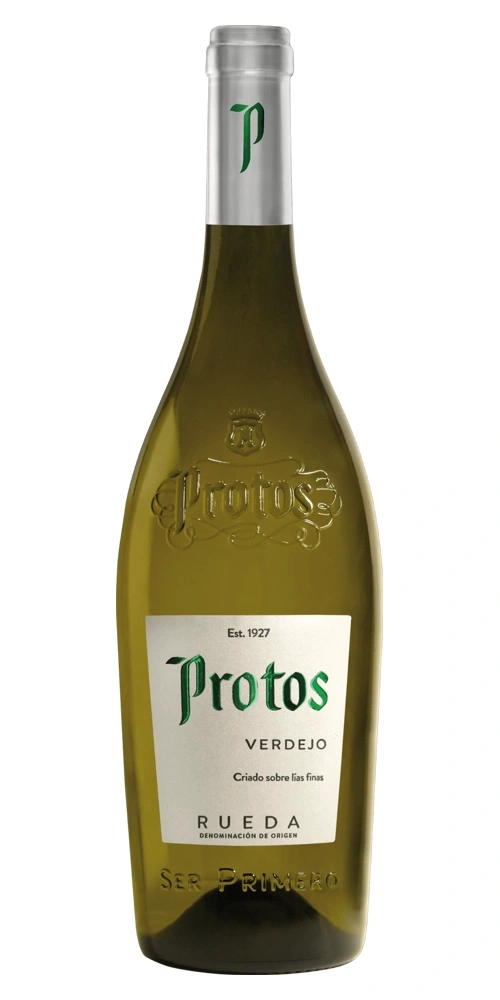 Flasche Protos Verdejo Wein mit Etikett und Prägung