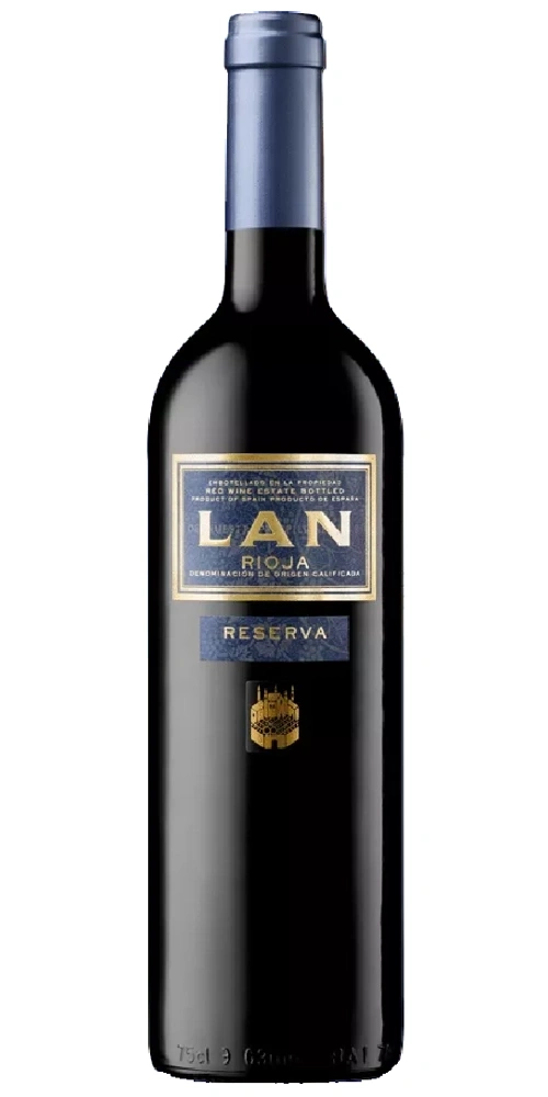 Eine Flasche Rotwein von LAN Rioja Reserva