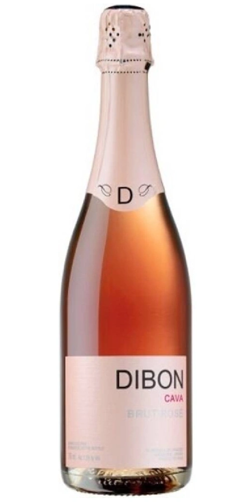 Eine Flasche Dibon Cava Brut Rosé Wein mit hellrosa Farbe und einem Etikett