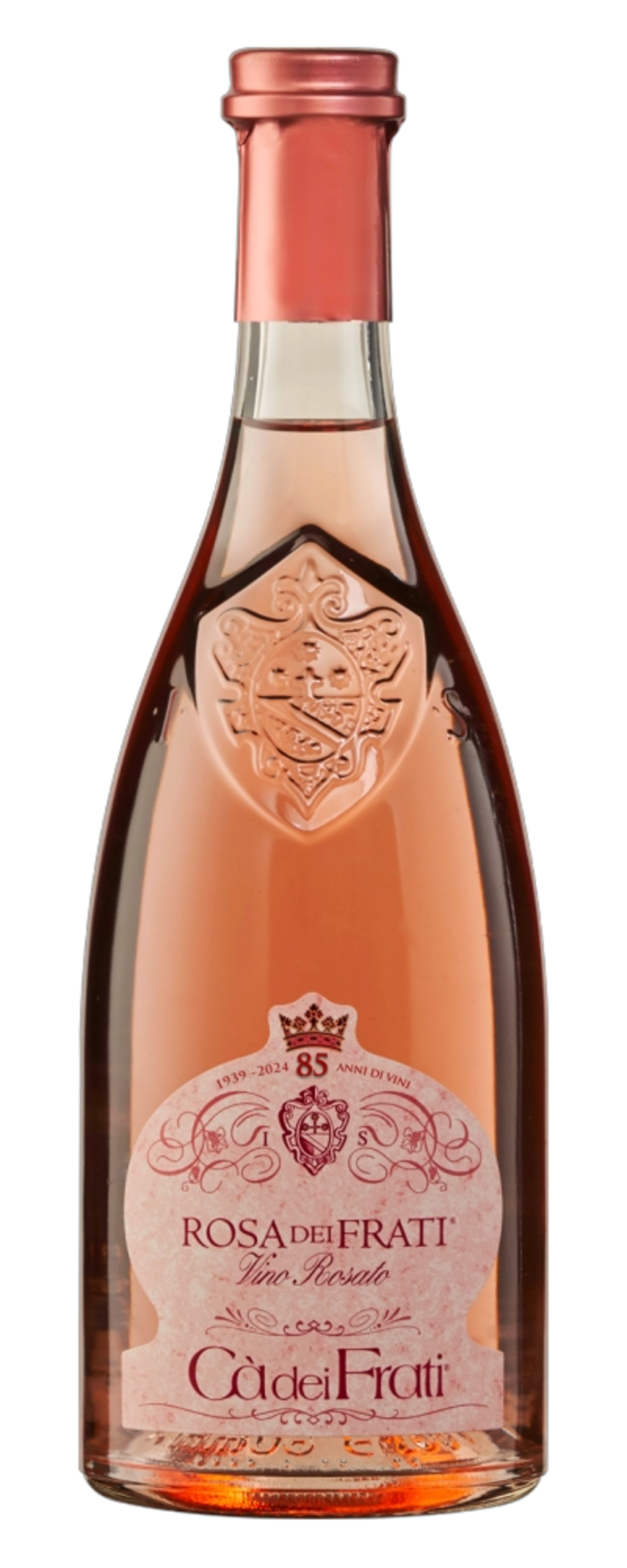 Rosa dei Frati Wein, Roséwein, Flasche, Etikett, 85 Jahre, 1939-2024, Cà dei Frati