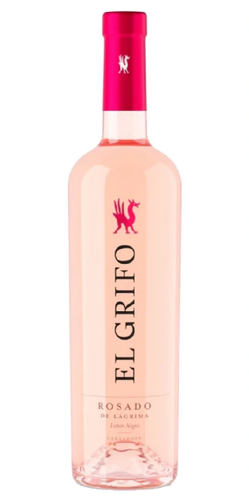 Eine Flasche El Grifo Rosado de Lágrima mit dem Logo