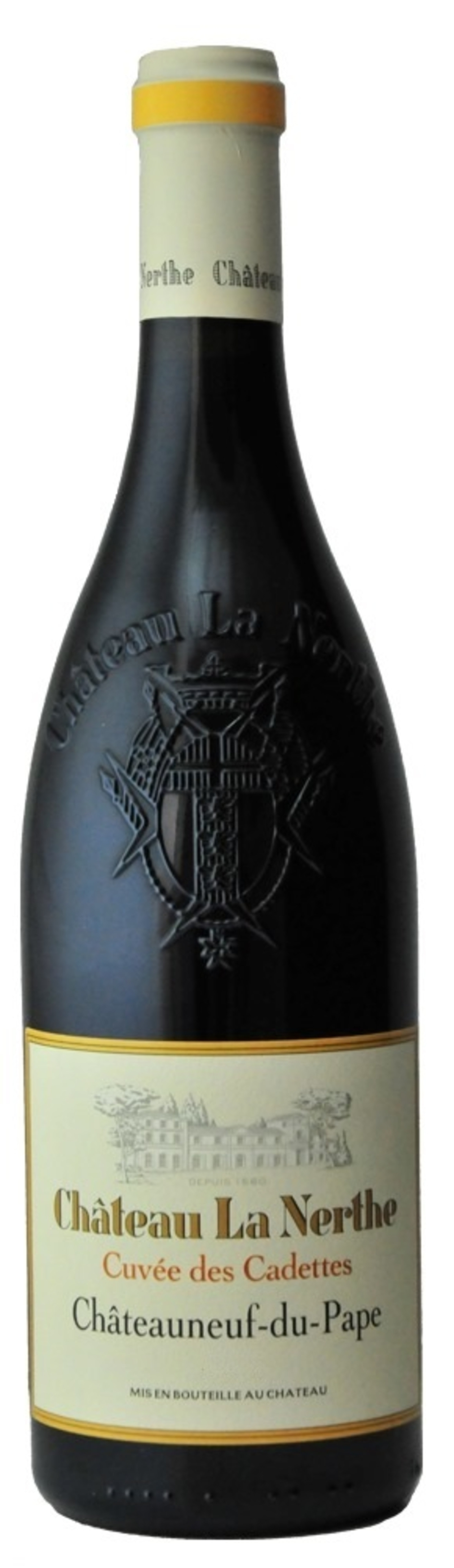 Wein Chateau La Nerthe, Cuvée des Cadettes, Châteauneuf-du-Pape, Flasche, Etikett, Weinbau