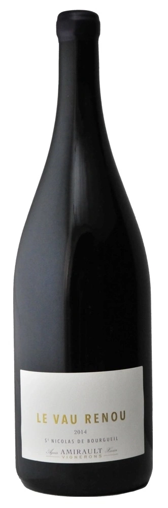 Wein-Flasche mit Etikett, Aufschrift 'Le Vau Renou', Jahrgang 2014, St Nicolas de Bourgueil