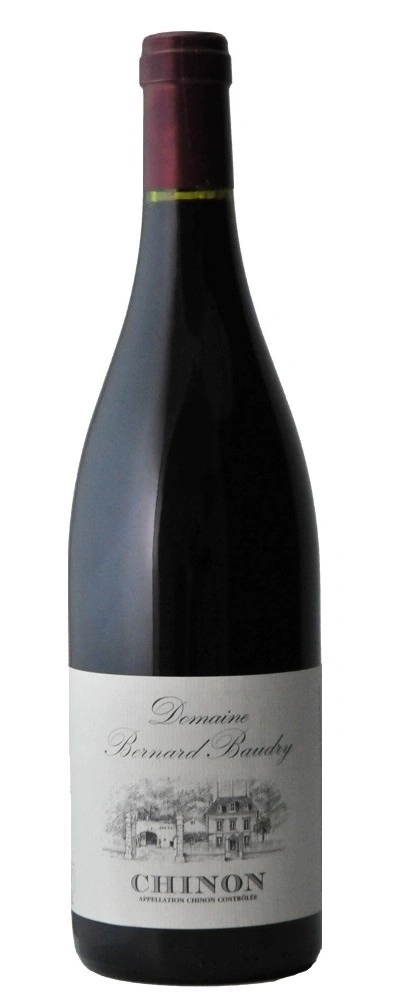 Wein-Flasche mit Etikett, Chinon, Domaine Bernard Baudry, Rotwein, Frankreich