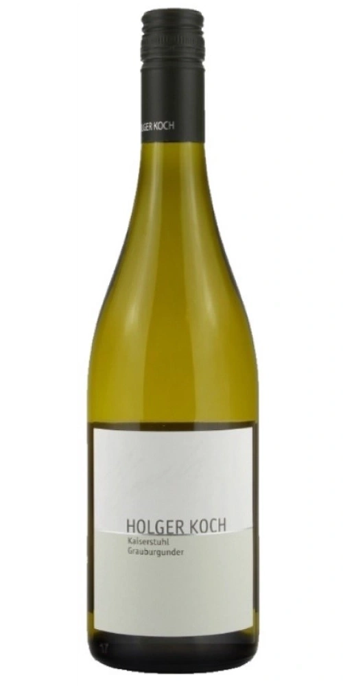 Holger Koch Grauburgunder Wein Flasche mit weißem Etikett