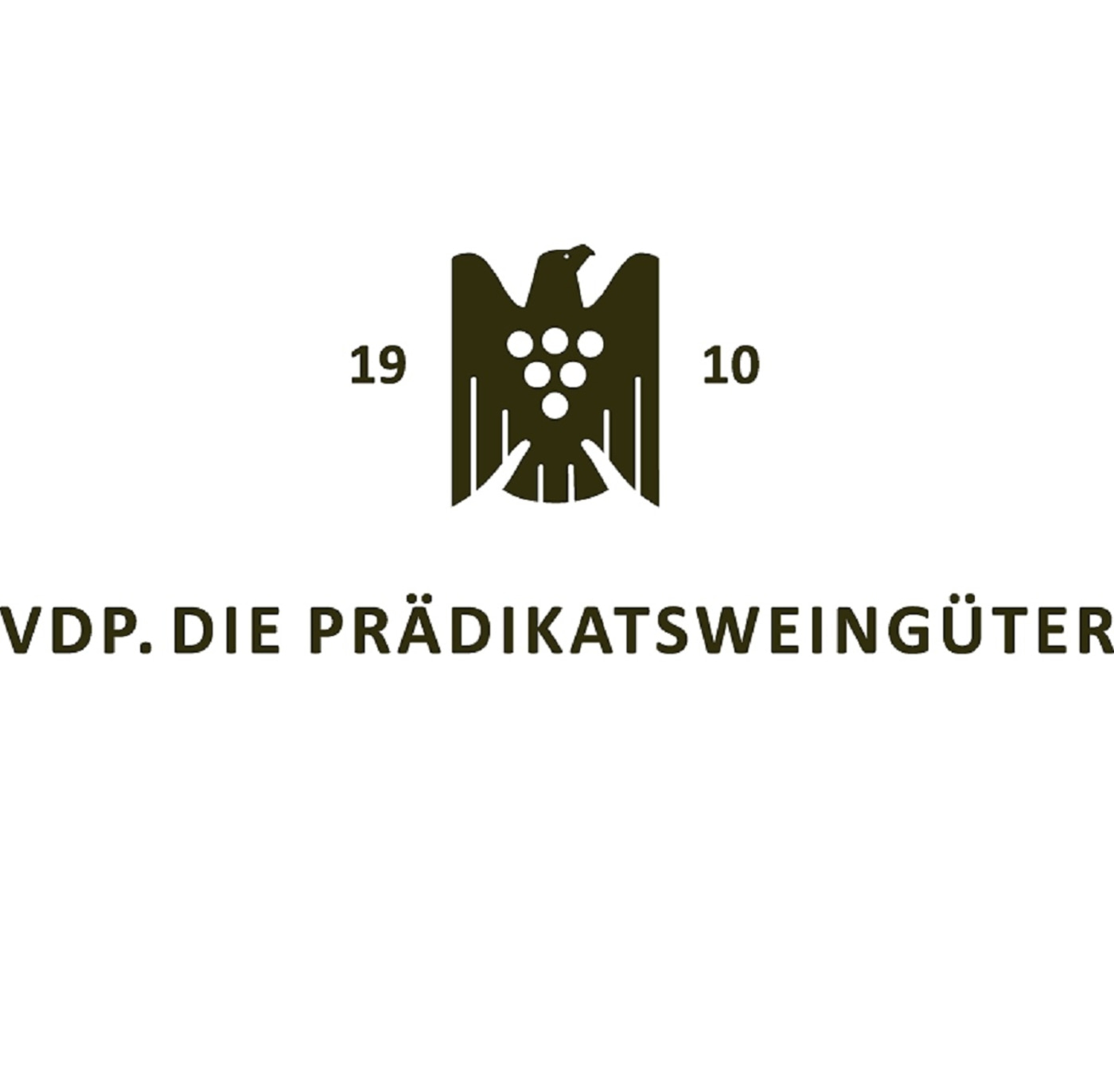 Logo von VDP. DIE PRÄDIKATSWEINGÜTER mit Adler, Trauben und Jahreszahlen 1910