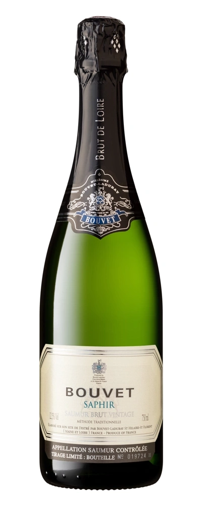 Bouvet Saphir Saumur Brut Vintage Champagnerflasche, französische Weinmarke, edel