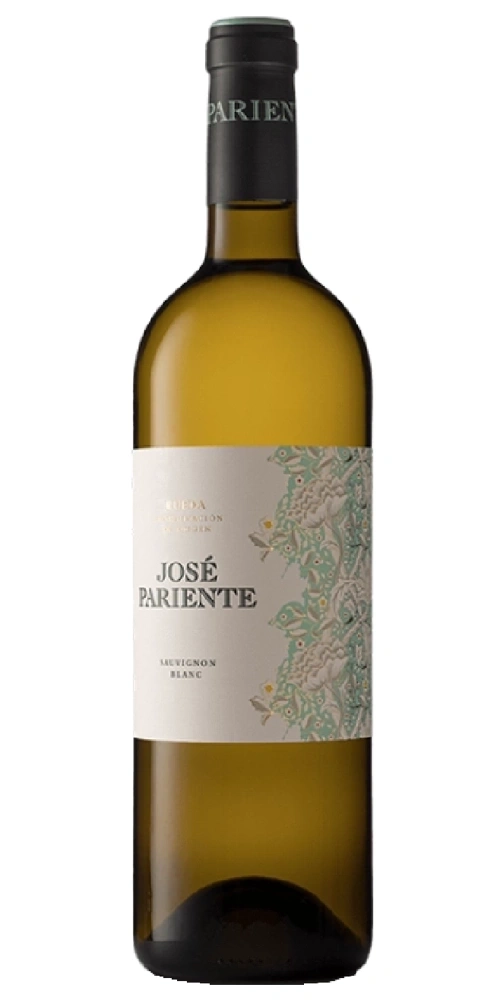 Weiße Weinflasche mit Etikett von José Pariente Sauvignon Blanc