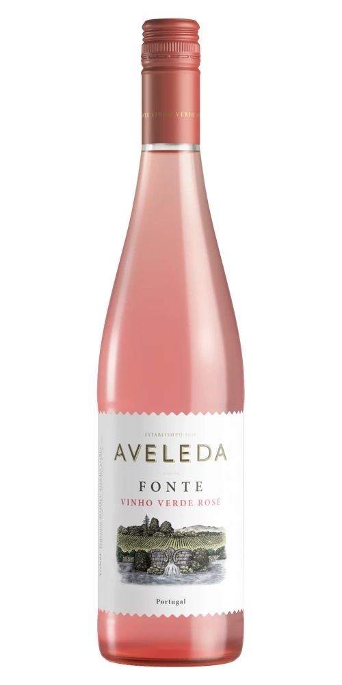 Eine Flasche Ros	awein von Aveleda Fonte Vinho Verde Ros	Portugal.