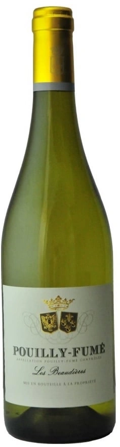 Weinflasche Pouilly-Fumé Les Beaudières, grüne Flasche, goldener Verschluss