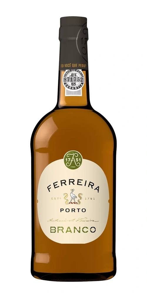 Flasche Ferreira Porto Branco Wein mit Etikett