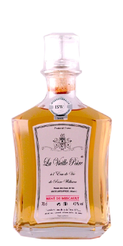 Flasche mit bernsteinfarbenem Likör, "La Vieille Poire" von René de Miscault