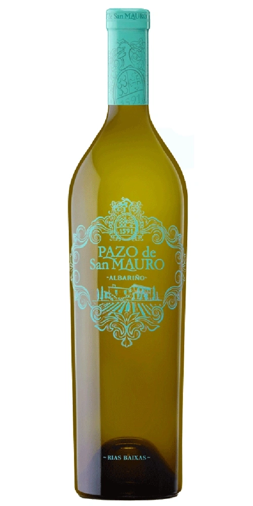Eine Flasche Pazo de San Mauro Albariño Wein aus Rias Baixas