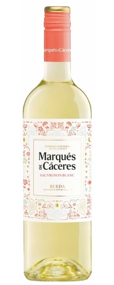 Eine Flasche Marques de Caceres Sauvignon Blanc Weißwein