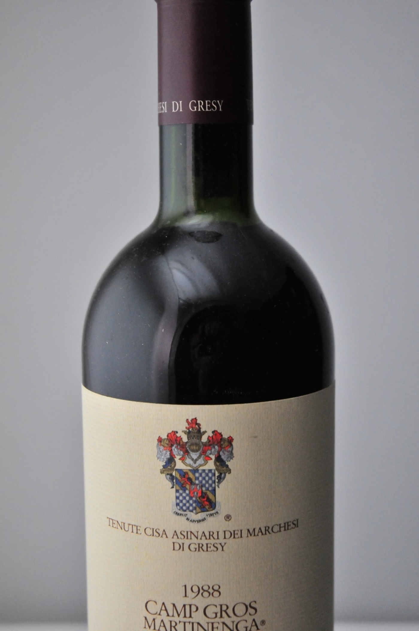 Wein, Flasche, Etikett, 1988, Camp Gros, Martinenga, Tenute Cisa Asinari dei Marchesi di Gresy